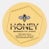 Moderne 3D Hexagon en gestileerde Honingbij Raw Ho Ronde Sticker (Voorkant)