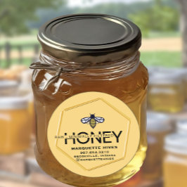 Moderne 3D Hexagon en gestileerde Honingbij Raw Ho Ronde Sticker