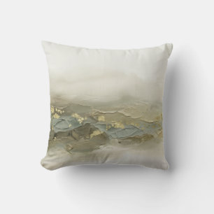Moderne 3D Impasto Salie Olijfgroen Goud Kussen