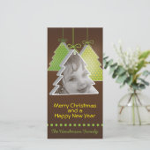 Moderne 3D kerstboom - fotokerstkaart Feestdagenkaart (Staand voorkant)