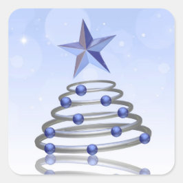 Moderne 3D-kerstboom Vierkante Sticker