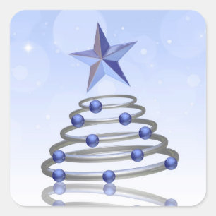 Moderne 3D-kerstboom Vierkante Sticker