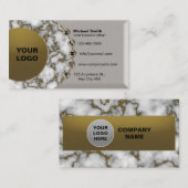 Moderne 3D metallische faux Marble Silver-Gold Foi Visitekaartje (Voorkant / Achterkant)