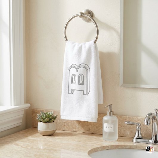 Moderne 3D-omtrek monogram aangepaste letter Handdoek