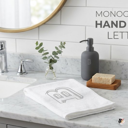 Moderne 3D-omtrek monogram aangepaste letter  Handdoek