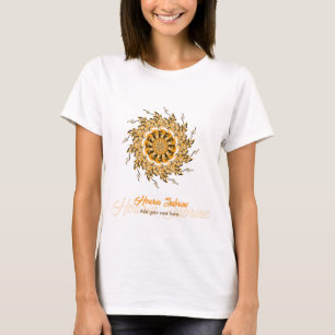 Moderne 3D Oranje Blush Bloemrijke Mandala Doodle T-shirt