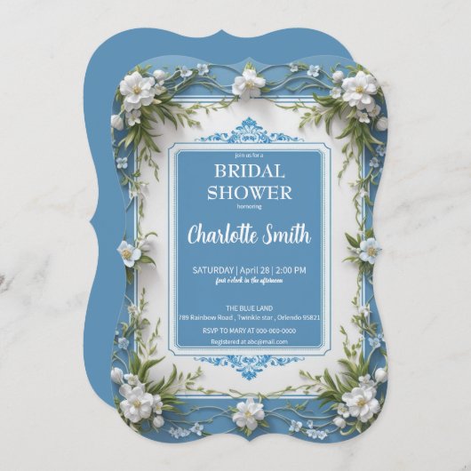 Moderne 3D-porselein chinoiserie bruidssalon Save The Date (Voorkant / Achterkant)