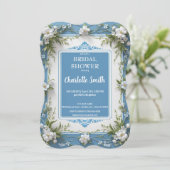 Moderne 3D-porselein chinoiserie bruidssluier Save The Date (Staand voorkant)