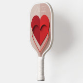 Moderne 3D Rode Hart Gepersonaliseerde Naam Pickleball Paddle (Links)