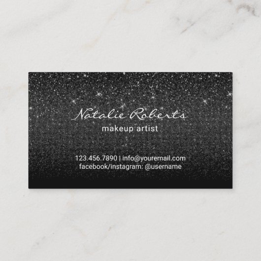 Moderne 3D Rode Lippen Zilveren Glitter Make-up Ar Visitekaartje (Achterkant)