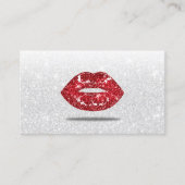 Moderne 3D Rode Lippen Zilveren Glitter Make-up Ar Visitekaartje (Voorkant)