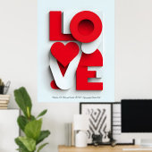 Moderne 3D Rood en Wit LOVE Typografie Abstract Poster (Thuiskantoor)