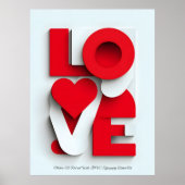 Moderne 3D Rood en Wit LOVE Typografie Abstract Poster (Voorkant)
