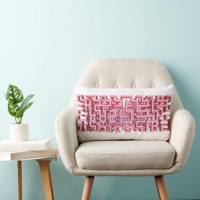 Moderne 3D Roze Doolhof Lenden Kussen (Stoel)
