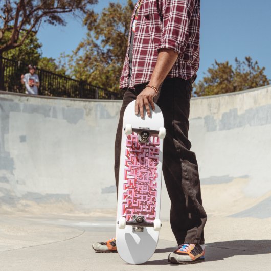 Moderne 3D Roze Doolhof Skateboard Deck (Buiten 2)