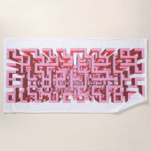 Moderne 3D Roze Doolhof Strandhanddoek Strandlaken (Voorkant)