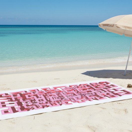 Moderne 3D Roze Doolhof Strandhanddoek Strandlaken