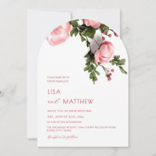 Moderne 3D Rozen Wilde Bloemen Bruiloft Kaart