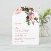 Moderne 3D Rozen Wilde Bloemen Bruiloft Kaart (Staand voorkant)