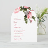Moderne 3D Rozen Wilde Bloemen Bruiloft Kaart (Staand voorkant)