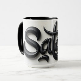Moderne 3D Salam Groet | Krachtig Zwart & Wit Mok