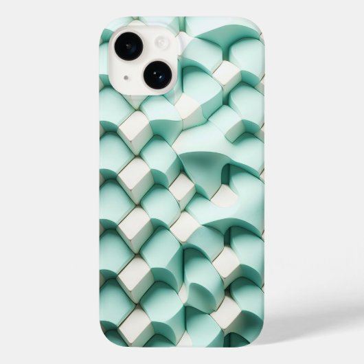 Moderne 3D-telgroene en witte geometrische telefoo Case-Mate iPhone Case (Achterkant)