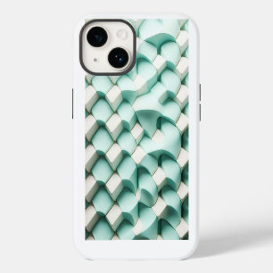 Moderne 3D-telgroene en witte geometrische telefoo iPhone 14 Hoesje