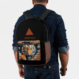 Moderne 3D Tijger Aanpasbare Naam Bedrukte Rugzak