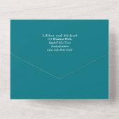 Moderne 3in1 Greenery Eucalyptus Wedding RSVP All In One Uitnodiging (Achterkant)