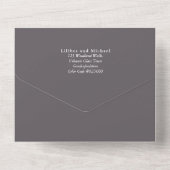 Moderne 3in1 Greenery Eucalyptus Wedding RSVP All In One Uitnodiging (Achterkant)