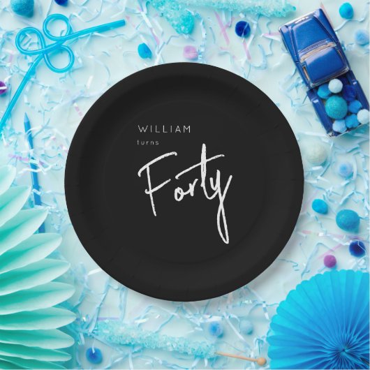 Moderne 400e verjaardag zwarte mannen 40e verjaard papieren bordje (Feest)