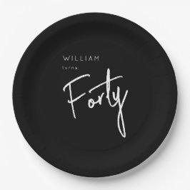 Moderne 400e verjaardag zwarte mannen 40e verjaard papieren bordje