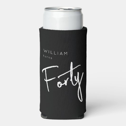 Moderne 400e verjaardag zwarte mannen 40e verjaard seltzer blikjeskoeler (Seltzer Voorkant)