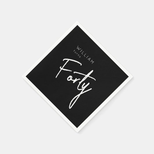 Moderne 400e verjaardag zwarte mannen 40e verjaard servet (Hoek)