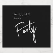 Moderne 400e verjaardag zwarte mannen 40e verjaard sparkling wijnetiket (Enkel label)