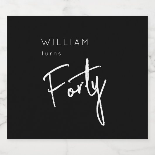 Moderne 400e verjaardag zwarte mannen 40e verjaard sparkling wijnetiket (Enkel label)