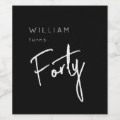 Moderne 400e verjaardag zwarte mannen 40e verjaard wijn etiket (Enkel label)