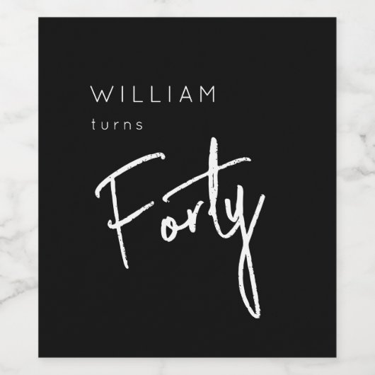 Moderne 400e verjaardag zwarte mannen 40e verjaard wijn etiket (Enkel label)