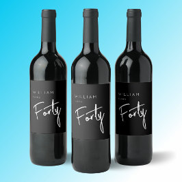 Moderne 400e verjaardag zwarte mannen 40e verjaard wijn etiket