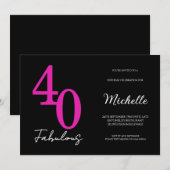 Moderne 40 en Fabulous 40e Verjaardagsfeestje Kaart (Voorkant / Achterkant)