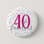 Moderne 40 en Fabulous Birthday Confetti Button (Voorkant)