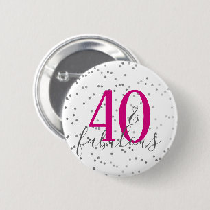 Moderne 40 en Fabulous Birthday Confetti Button