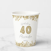 Moderne "40 en Fabulous" Gold Gitter op maat Papieren Bekers (Achterkant)