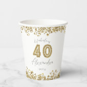 Moderne "40 en Fabulous" Gold Gitter op maat Papieren Bekers (Voorkant)