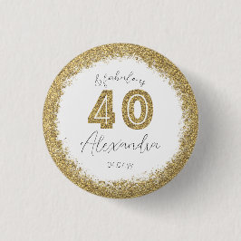 Moderne 40 en Fabulous Gold Gitter op maat Ronde Button 3,2 Cm
