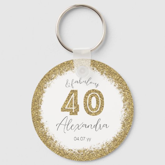 Moderne 40 en Fabulous Gold Gitter op maat Sleutelhanger (Voorkant)