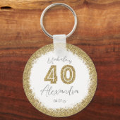 Moderne 40 en Fabulous Gold Gitter op maat Sleutelhanger (Voorkant)