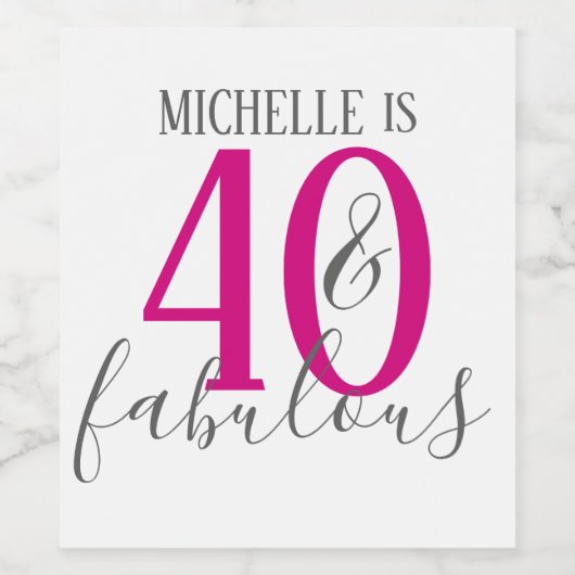 Moderne 40 en Fabulous Verjaardagspartij Wijnlabel Wijn Etiket (Enkel label)