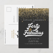 Moderne 40 jaar en geweldige verjaardag met zwart  briefkaart (Voorkant / Achterkant)