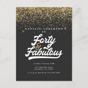 Moderne 40 jaar en geweldige verjaardag met zwart  briefkaart